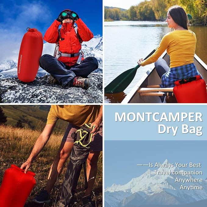 30D Nylon Waterproof Storage Sack for Camping, Hiking and fishing- Roll Top Closure-Portable Waterproof Dry Bag-Keeping Luggage Dry and Organized(5L/Red)