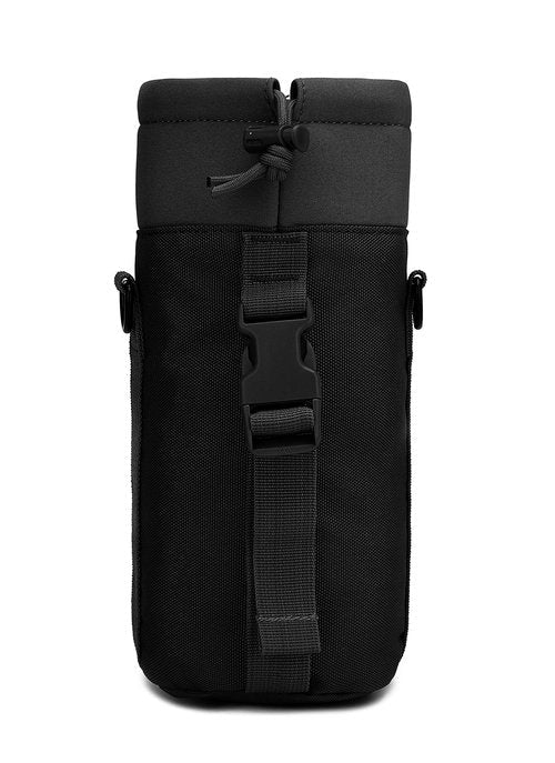Water Bottle Pouch Multi-Purpose Hydration Waist Carrier Bag with Detachable Handle Strap &Shoulder Strap (Black)