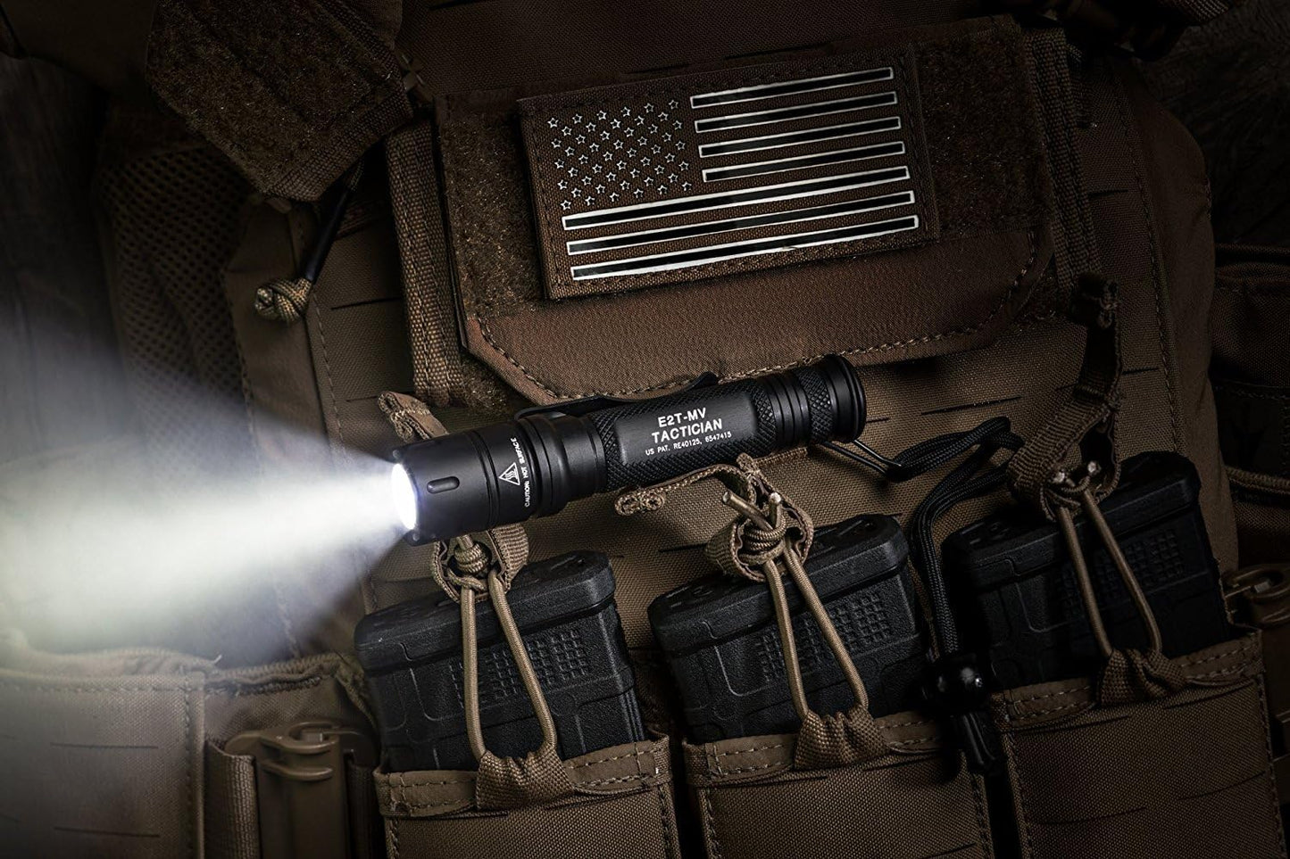 SureFire Tactician 800 Lumen Tactical EDC Flashlight Bundle with 6 Extra CR123A Batteries and 2 Lightjunction Battery Cases