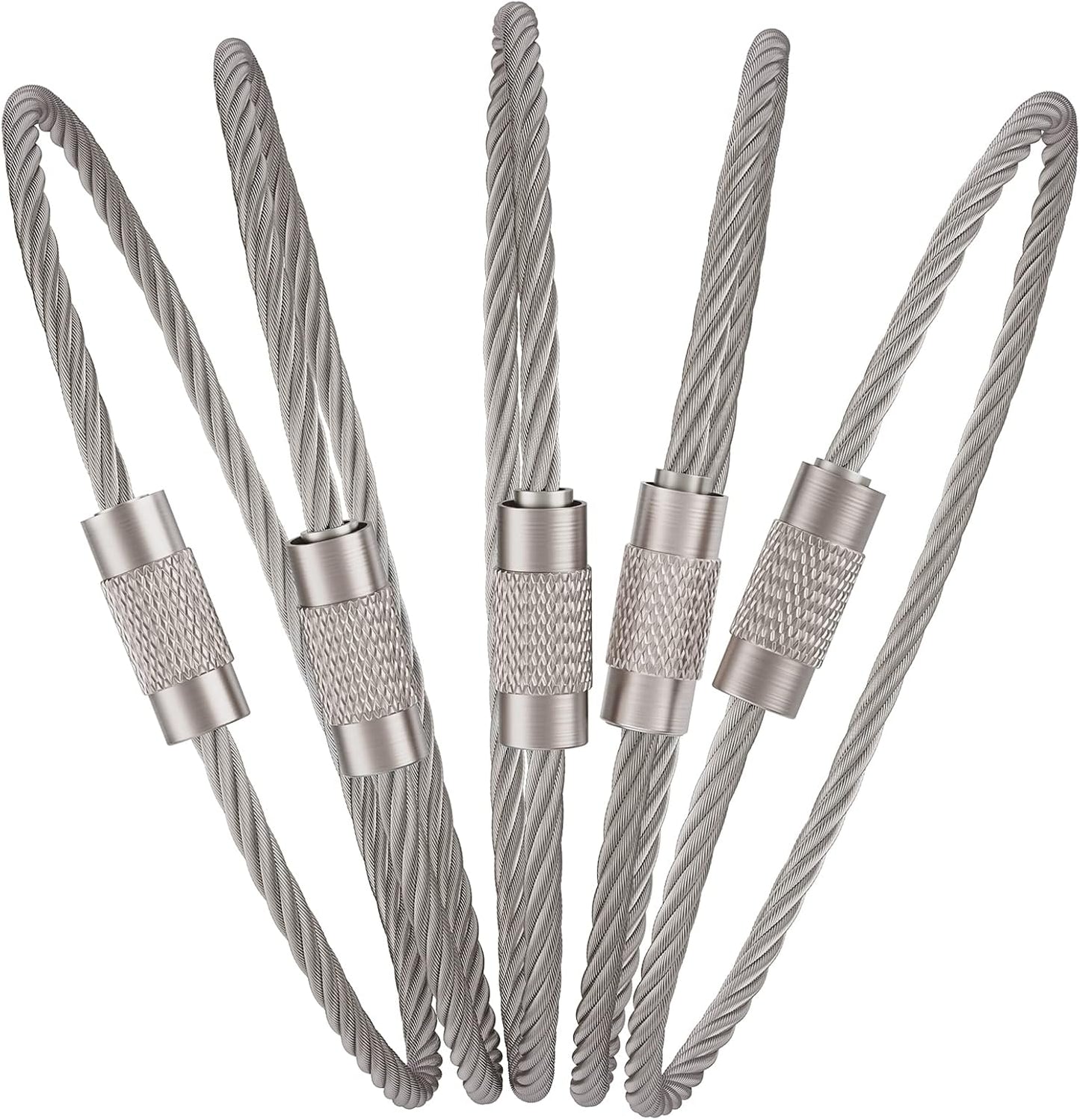 Pawfly 6 Inch Wire Keychain Cable Large Stainless Steel Key Ring Loop for Outdoor Hiking Connectable Luggage Tag Keeper