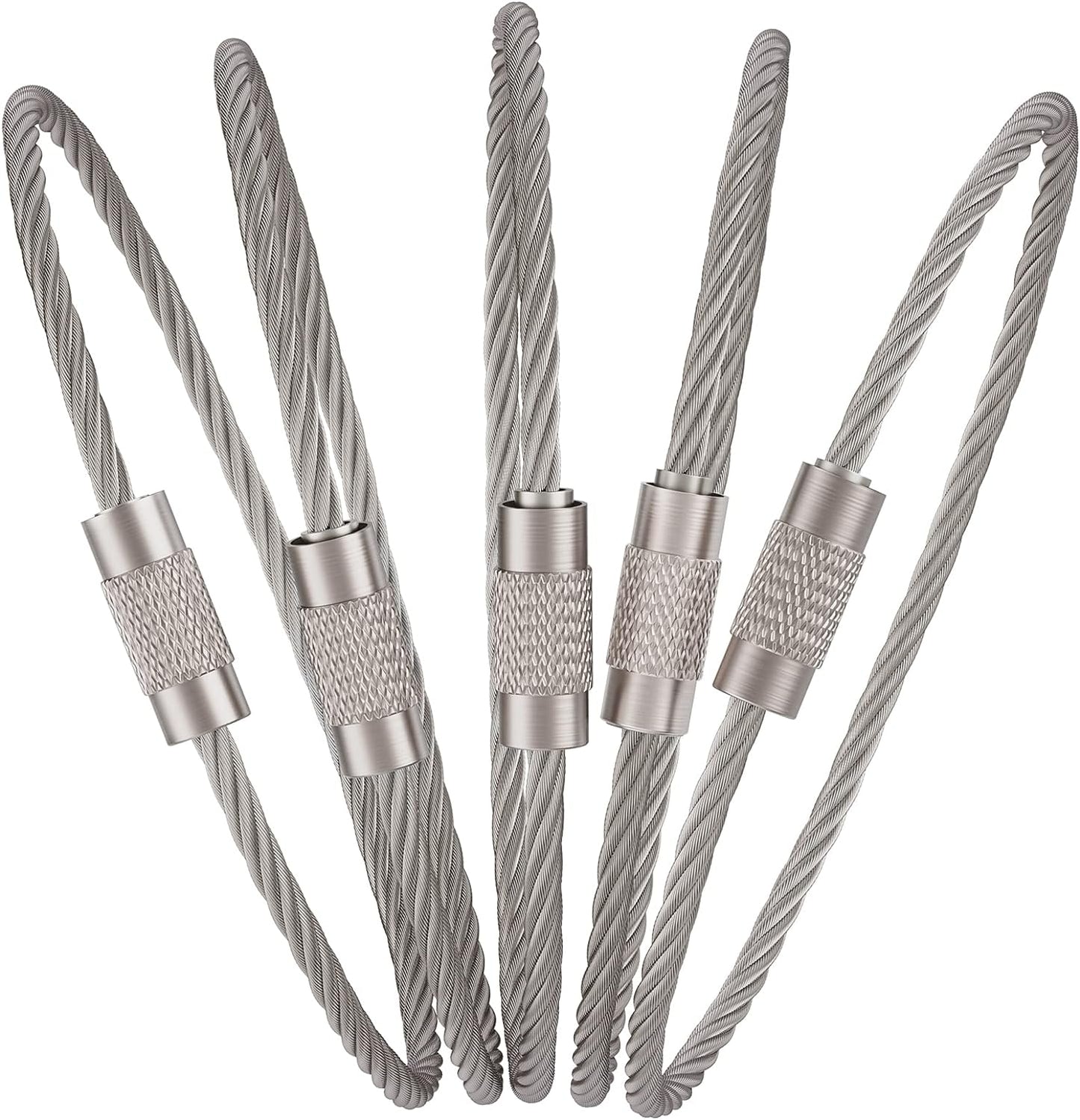 Pawfly 6 Inch Wire Keychain Cable Large Stainless Steel Key Ring Loop for Outdoor Hiking Connectable Luggage Tag Keeper