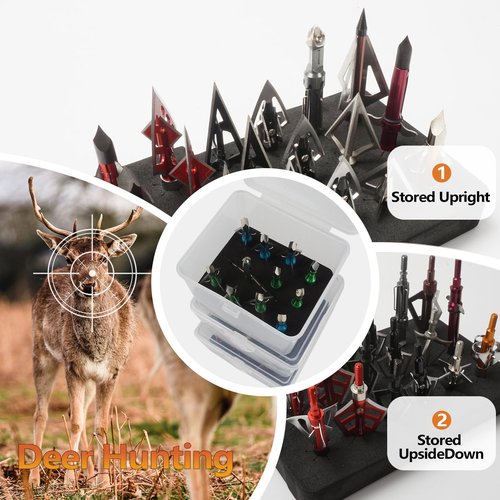 Smarkey Broadhead Box, Archery Storage Case, Arrow Head Organizer Holder Arrowheads, Arrow Tips Case, Hunting Accessory Hold (12+15+20pcs) Broadheads (Cases Only)