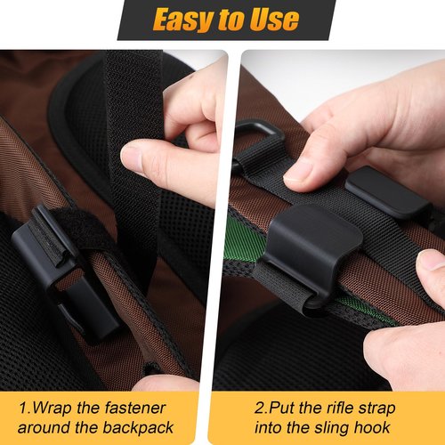 Sling Hooks Adjustable Sling Clips with Fastener Strap for Backpack Shoulder Straps, Hands Free, Comfortable, Simple Fast Installation
