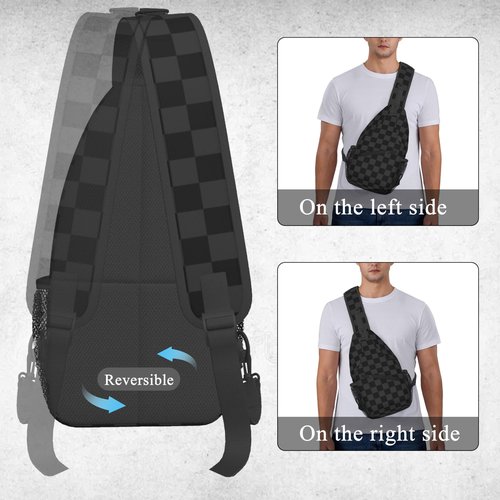 Sling Backpack Trendy Sling Bag Multipurpose Crossbody Sling Travel Hiking Crossbody Shoulder Backpack (Black Checkered)
