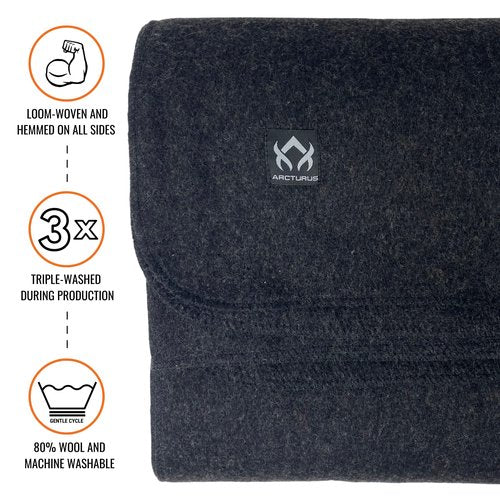 Arcturus Charcoal Wool Blanket and Carry Straps Bundle