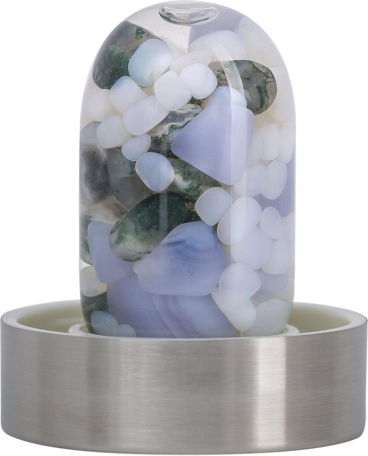 VitaJuwel ViA LUNA | Crystal Water Bottle with Rainbow Moonstone and Clear Quartz for Intuition, Empathy, Femininity