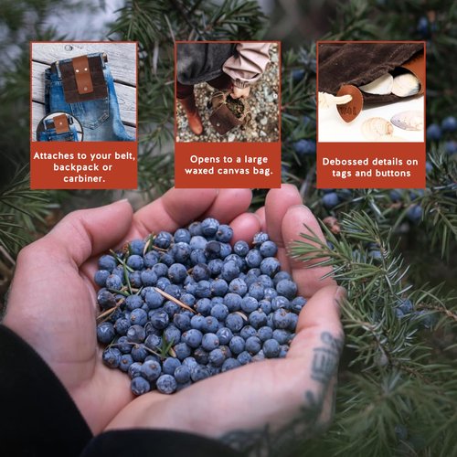 Foraging Bag Outdoor Water-Resistant Waxed Canvas Carrying Bag with Two Sturdy Belt Snaps for Collecting Rocks Plants Shells and More!