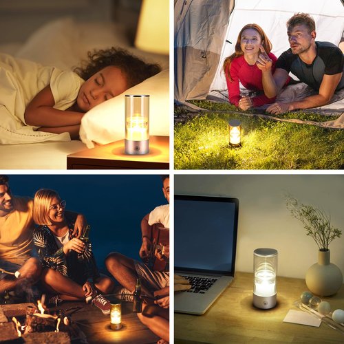 Small Camping Lights,Rechargeable Camping Light,Color Temperature Adjustment Mini Camping Lantern,Portable Camping Lamp with SOS Mode (Silver)