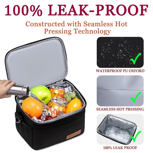 TuErcao 6 Can Mini Soft Cooler Bag for Beach Camping Travel Picnic Road Trip Leakproof Small Ice Chest, Insulated Cooler Lunch Box for Men Work, Black
