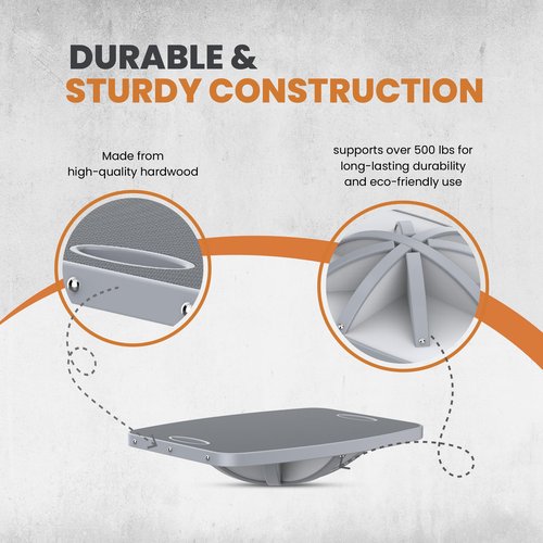 Professional Wooden Balance Board, 360 Degree Portable Wobble Board with Comfortable Surface, Standing Desk Rocker Board for Physical Therapy, Core Strength Stability Training (360 Degree-Light Gray)