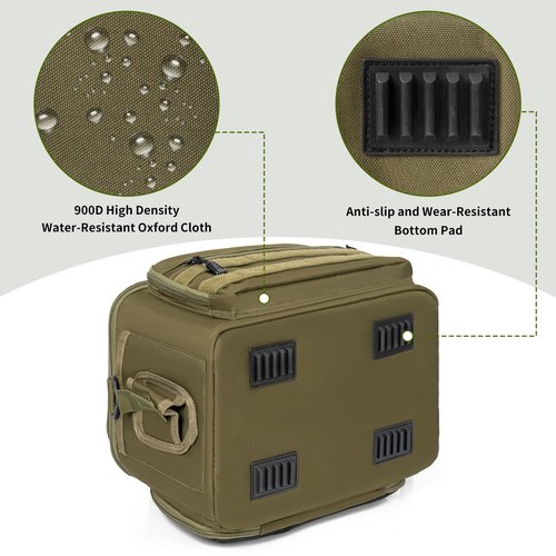 WELIDAY Fishing Tackle Bag for Fishing, Water Resistant Fishing Gear Storage Bag, Soft Tackle Box Storage Case for Saltwater or Freshwater (Green)
