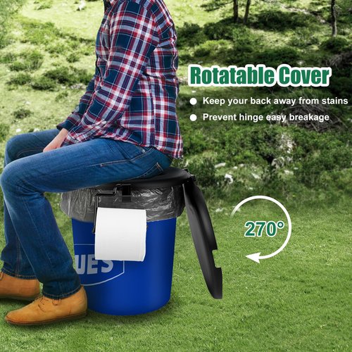 Portable Toilet for 5 Gal Buckets, Snap-on Seat with Lid - Including Storage & Disposable Bags, Ideal for Camping, Hiking, Emergencies, Cars, Boats