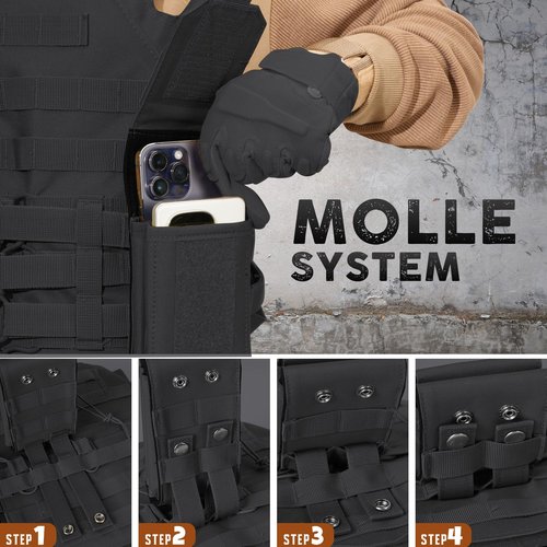 GORELAX Dual Tactical Molle Phone Pouch - Universal Holder for 4.7-6.7 Inch Phones, Fits Backpack/Vest/Belt (US Flag Patch)
