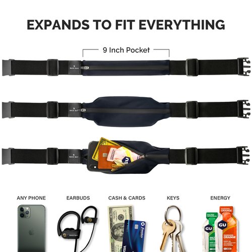 Back Bay Reflective Running Belt for Women & Men [Fits ALL Phones], Runners Fanny Pack, Money Belt, Reflective Running Gear, Waist Bag Workout Gear, iPhone Runner's Phone Holder Waist Pack