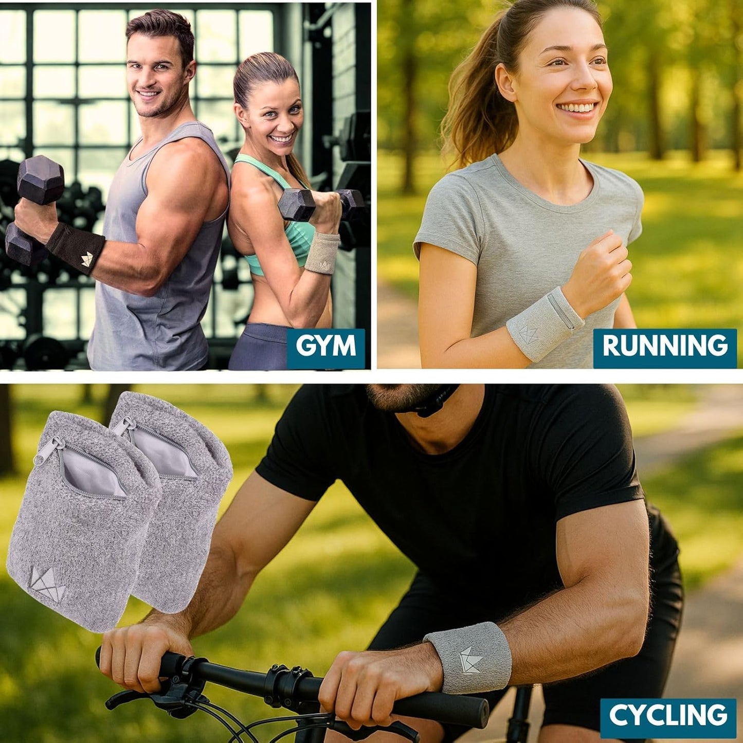 The Friendly Swede Wrist Wallets for Men & Women — Wristband Pocket with Zipper for Jogging, Cycling & Walking; Wrist Pouch for Men for Storing Cash, Keys & Credit Cards; Ankle Wallet - 2 Pack