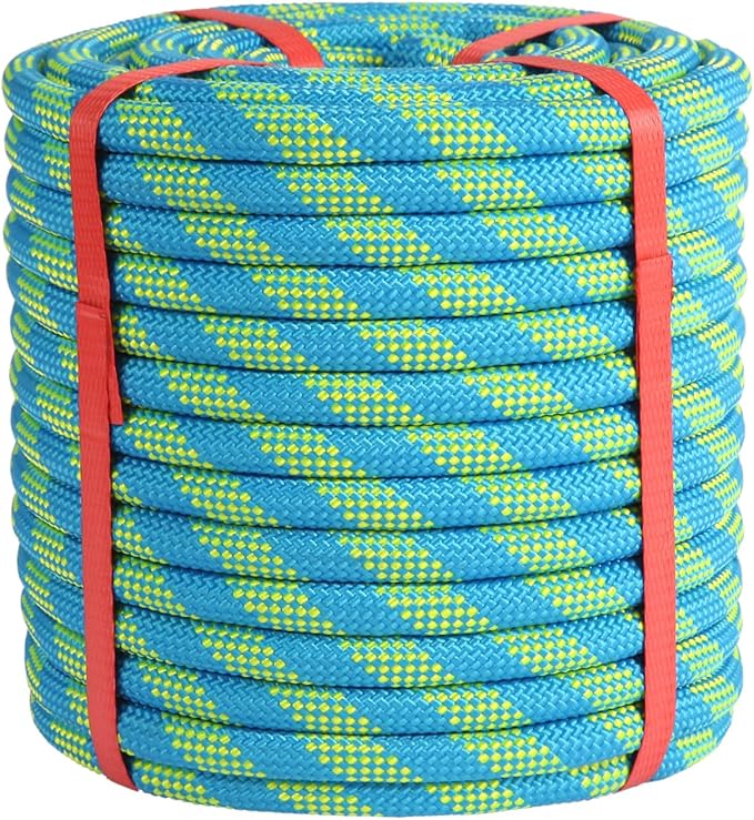 1/2inch Arborist Rope Tree Climbing Rope 48 Strand（150ft） Polyester Bull Rope for Swing Pulling Outdoor Marine