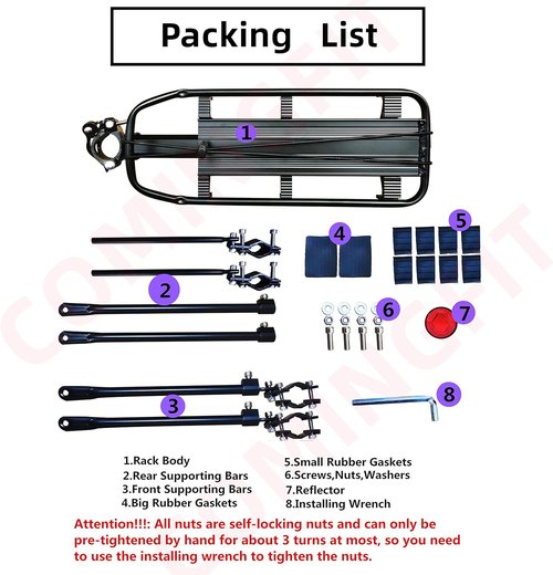 180lbs Capacity Solid Bearings Universal Adjustable Bicycle Luggage Cargo Rack