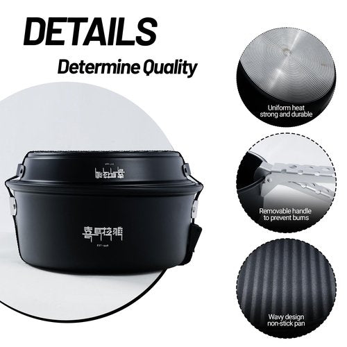 Himalaya 4 Pcs Portable Camping Cookware Mess Kit with Lightweight Pots Pans Kettle Carry Mesh Bag Cleaning Sponge for Kitchen Stove Outdoor Backpacking Hiking Family Picnic Outdoor
