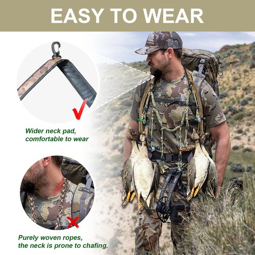 Vecacosic 2 in 1 Duck Call Lanyard Duck Strap Carrier for Hunting Adjustable Nylon Game Call Lanyard 6 Calls with 12 Slip Rings Waterfowl Game Duck Carrier, Double Locking Duck Hunting Accessories