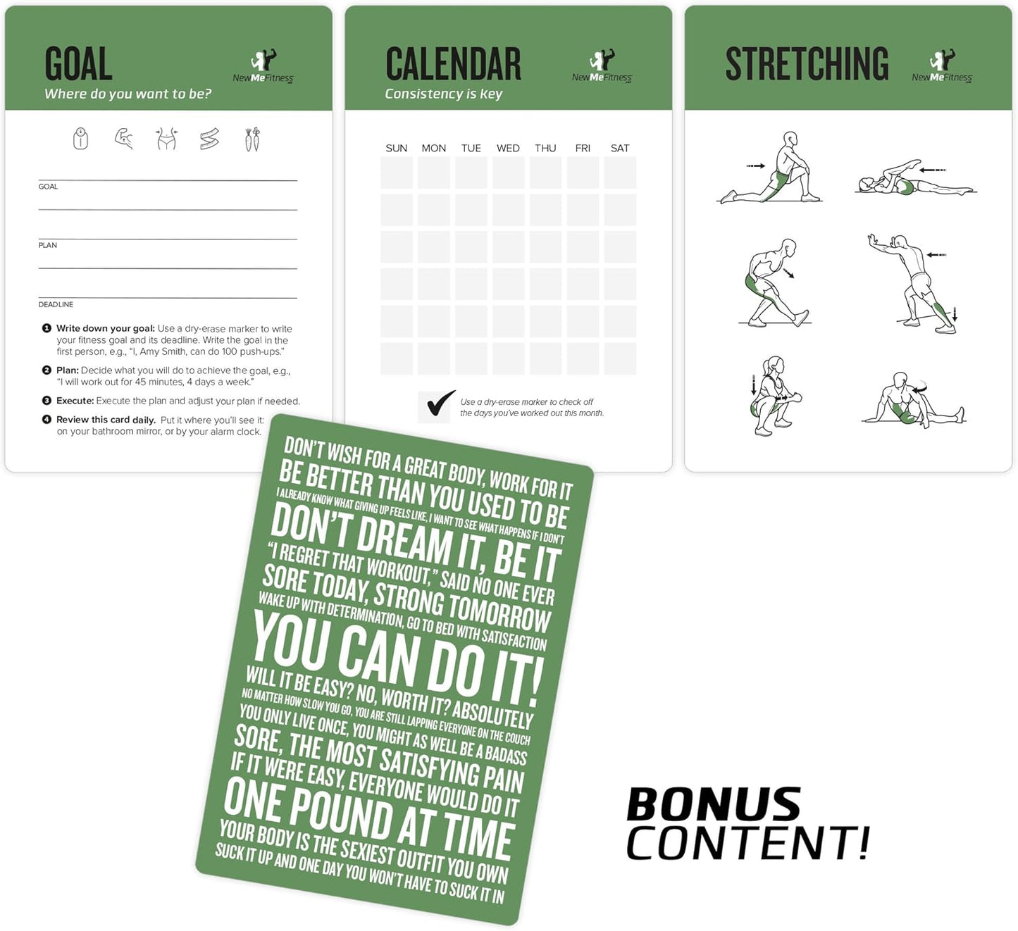NewMe Fitness Yoga Pose Workout Cards, Instructional Fitness Deck for Women & Men, Beginner Fitness Guide to Training Exercises at Home or Gym