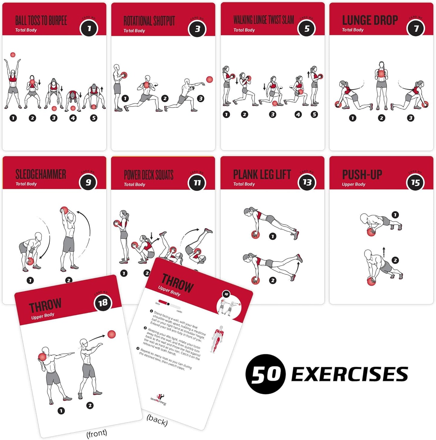 NewMe Fitness Yoga Pose Workout Cards, Instructional Fitness Deck for Women & Men, Beginner Fitness Guide to Training Exercises at Home or Gym