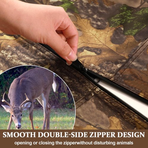 Niuyhe 142"x35.5" Hunting Blinds, Deer Hunting Tree Stand Blind Cover, Universal Camo Tripod Deer Stand Accessories for Turkey, Elk, and Moose Hunting, Large Size with Silent Zips and 2 Pocket