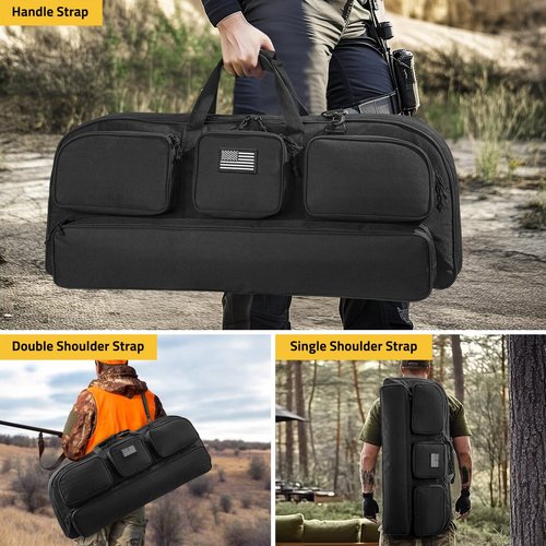 CVLIFE 37" Compound Bow Case, Bow Bag Soft Bow Case Compact Arrow Case with Thick Foam Padding, Includes Backpack Strap, Shoulder Straps Archery Bow Case with Arrow Pocket for Gear Protection, Black