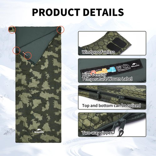 Naturehike Ultralight Sleeping Bag - Envelope Lightweight Portable, Waterproof, Comfort with Compression Sack - Great for 3 Season Traveling, Camping, Hiking, Jungle Green