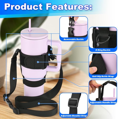Cosmos Water Tumbler Holder Strap Travel Tumbler Carrier Water Bottle Sling Strap for 30-40 Oz Insulated Cup Travel Mug Accessory Compatible with Stanley Tumbler Cup for Travel Hiking Walking Camping