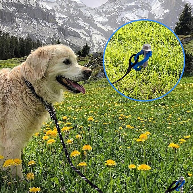 Homeon Wheels Camping Ground Anchors Aluminum Screw Heavy Duty Metal Non-Rust Cast Tent Anchors for Securing Animals, Tent, Canopies, Sheds, Swing Sets, Car Ports, Trampoline (12 Pack)