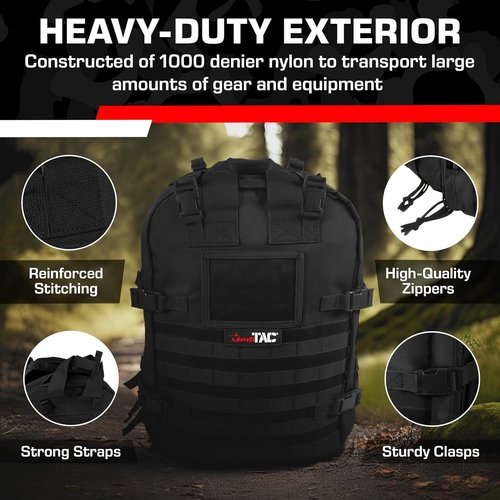 MediTac Deluxe Special Ops Tactical Field Medical Stomp Pack - Largest Backpack for all Gear & Equipment - Black