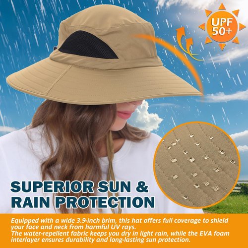 EINSKEY Wide Brim Sun Hat, UPF 50+ UV Protection Waterproof Packable Bucket Hat for Men & Women, Fishing Hiking Beach Garden