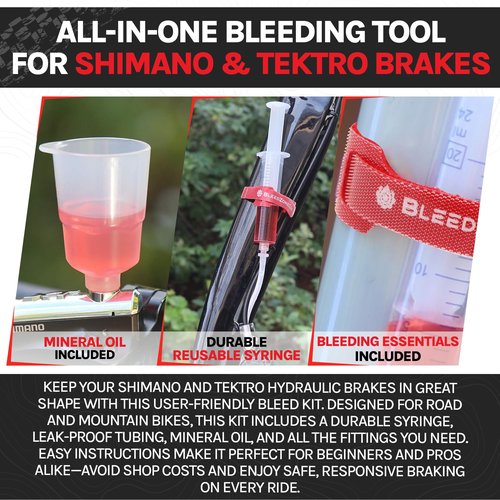 BleedZone Brake Bleed Kit with Mineral Oil Compatible with Shimano & Compatible with Tektro Hydraulic Brakes – Bicycle Hydraulic Brake Bleed Kit – Hydraulic Bike Brakes, MTB, Road Bikes and More
