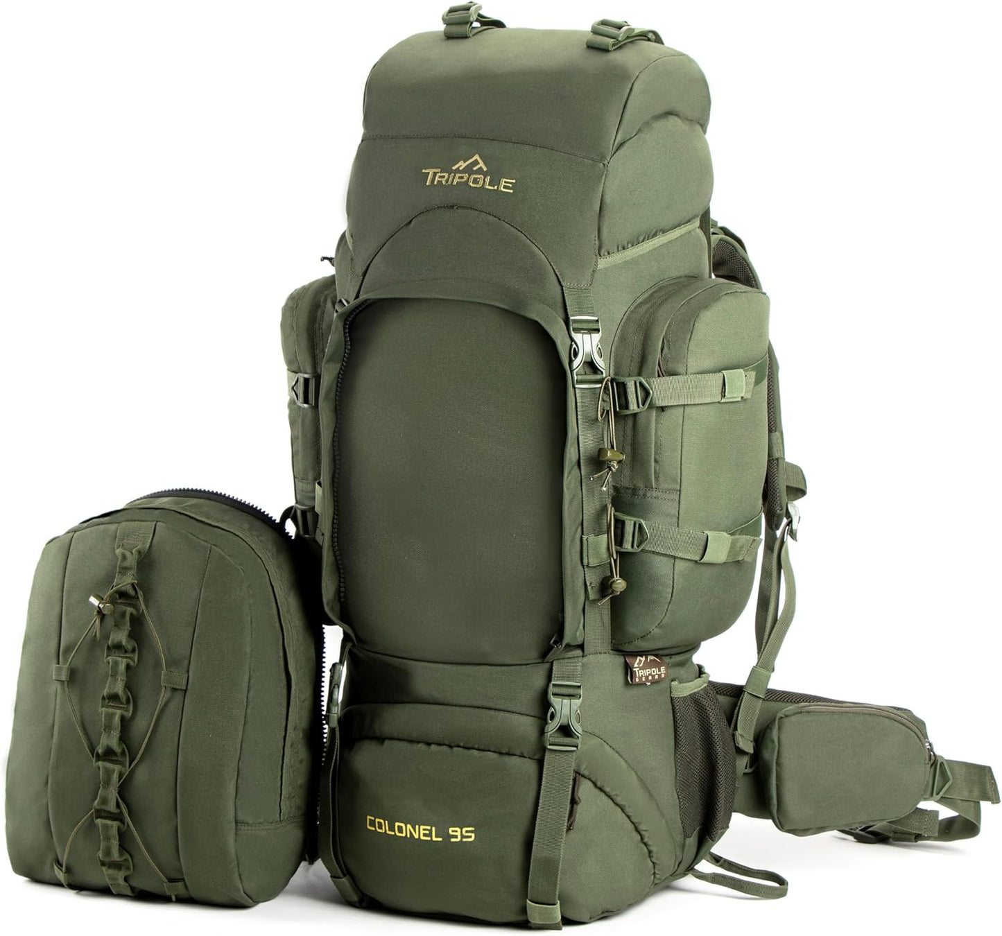 Tripole Colonel 95 Litres Internal Frame Rucksack + Detachable Day Pack, Rain Cover, Black
