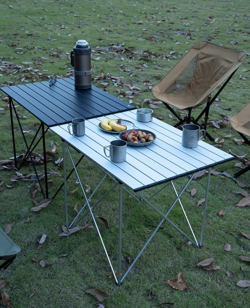 iClimb 4 Adjustable High Back Anti-Sinking Chair (2 Black and 2 Green) and 1 Light Folding Table Bundle for Adults Outdoor Beach Backpacking Hiking Camping Beach Concert