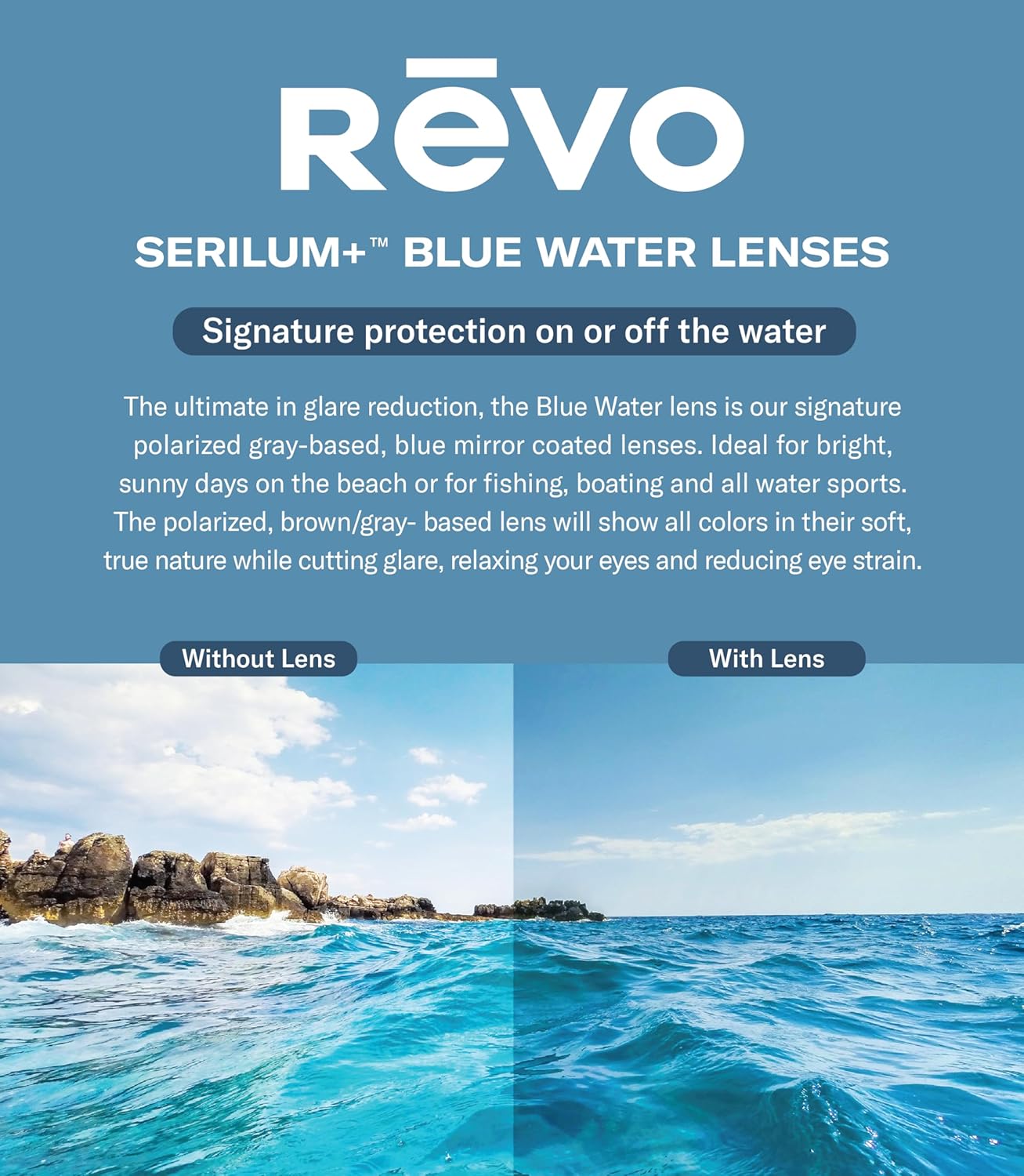 Revo Sunglasses Descend N: Polarized Lens Filters UV, Rimless Rectangle Frame