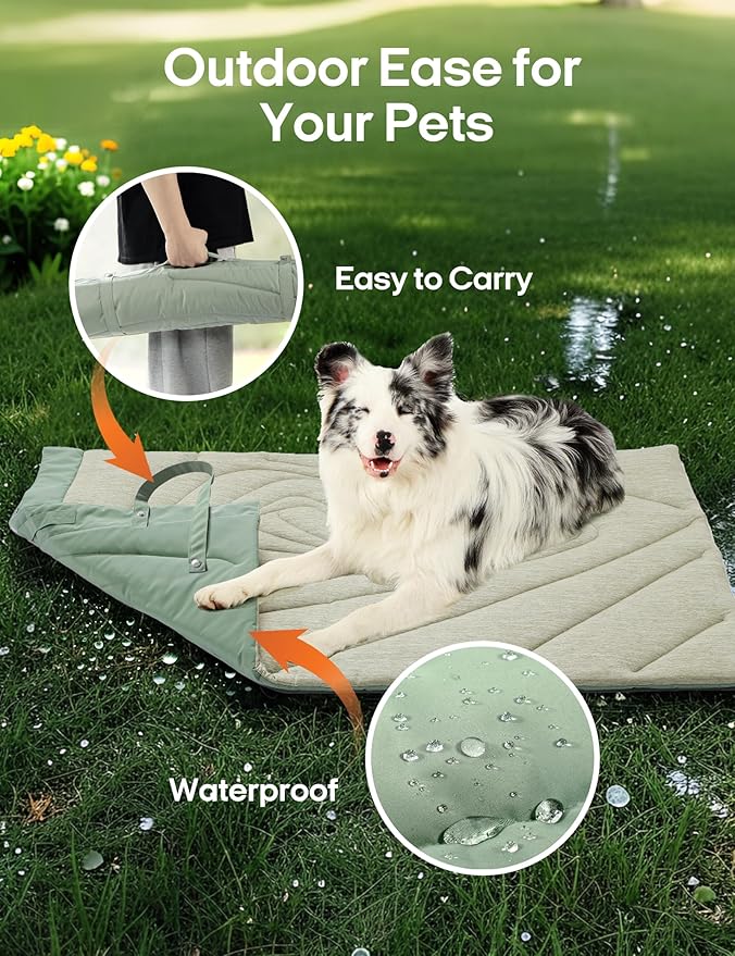 ZonLi Dog Cooling Mat, 20" x 16"Small, Waterproof Cooling Pad for Cats & Rabbits, Portable & Durable Pet Mat for Crate, Trunk, Camping, Outdoors, Machine Washable, Ice Green