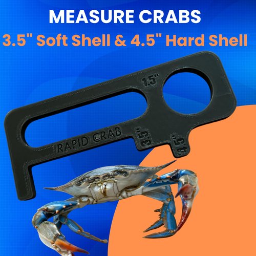 Crab Measurement Tool for Blue Crabs & Clams | NJ Regulation 3.5" Soft Shell, 4.5" Hard Shell | Floating Crab Gauge with Handle | 1.5" Clam Hole | Crabbing Gear & Supplies, Crab Fishing