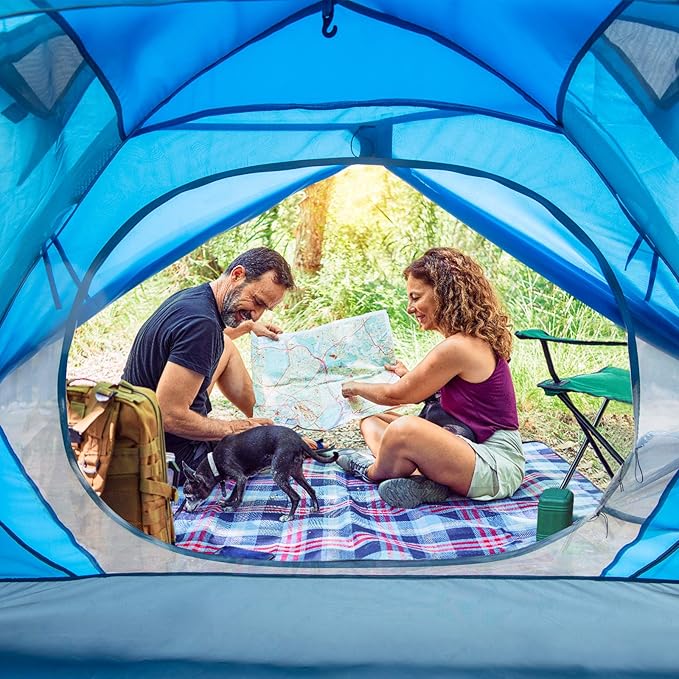 BISINNA 2 Person Camping Tent Outdoor Lightweight Waterproof Easy Setup Two Doors 3 Season Double Layer Large Space Backpacking Tent for Camping Backpacking Hiking Travelling Hunting