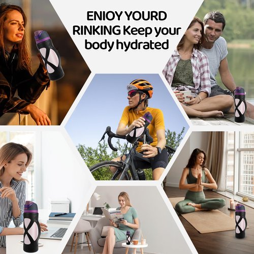 Silicone Boot with Handle Compatible with Owala 24 oz, Full Protective Anti Scratch & Reduce Dent Sleeve Cover, All-Round Wrap Protector Compatible with FreeSip Water Bottles(Black)