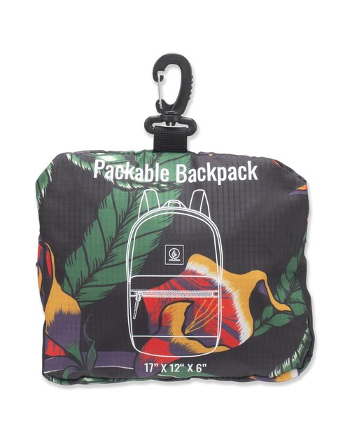Volcom Packable Backpack, Black Floral Print