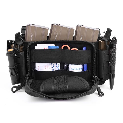 MOZETO Tactical Chest Rig, 1000 Denier Cordura Nylon Fabric Molle Micro Chest Rigs with 5.56/7.62 Magazine Pouch Holder