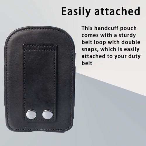 Handcuff Holder,Cuff Holder for Duty Belt, Black Leather Handcuff Pouch Fits for Chain& Hinged Cuff