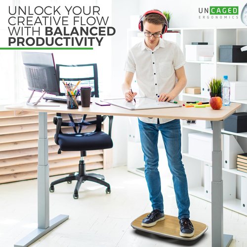 Base+ Standing Desk Balance Board, Anti Fatigue Mat Standing Desk for Office, Wobble Balance Board Exercise Mat for Improved Posture & Focus, Wobble Accessories