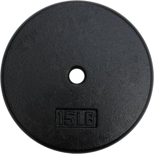 A2ZCARE Standard Cast Iron Weight Plates 1-Inch Center-Hole for Dumbbells, Standard Barbell 1.25, 2.5, 5, 10, 15, 20 lbs (15lbs (Single))