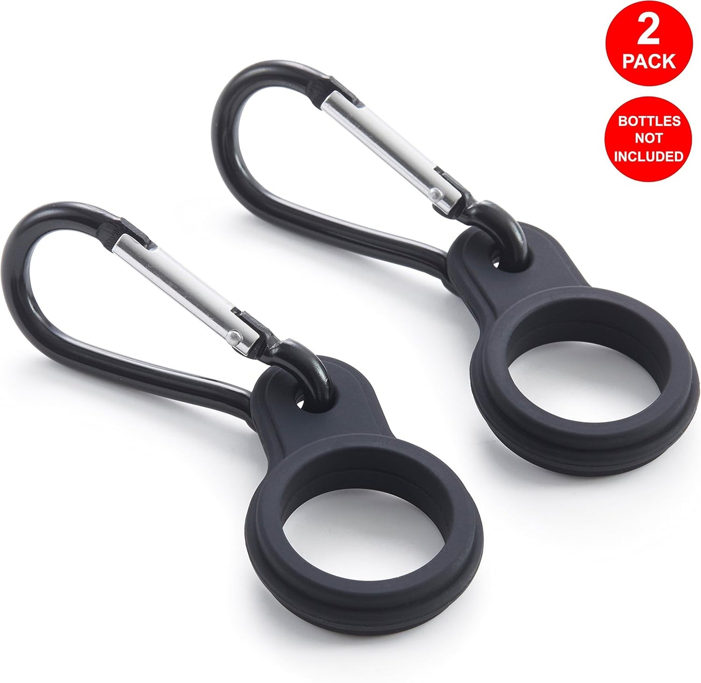 Silicone Water Bottle Carrier with Carabiner (2 Pack)