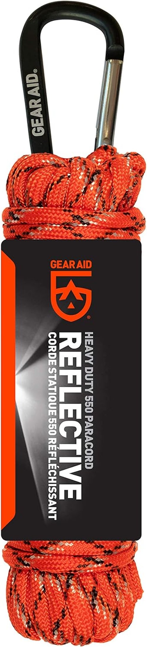 GEAR AID 325 Paracord and Carabiner, Utility Cord for Camping and Hiking, Black, 50 ft
