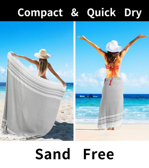 2 Pack Ginat Turkish Beach Towels Boho Beach Throw Blankets Large Camping Blankets Anti Resistant Sand Free Quick Dry Lightweight Travel Essentials XL Big Huge Glamping Tent Gear Must Haves