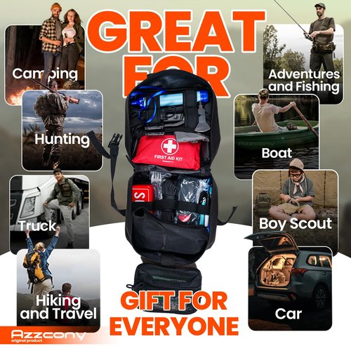 Emergency Survival Kit with First Aid Gears and Supplies - EDC Go Bugout Bag - Get Home Backpack for Camping Outdoor - Tactical Military Molle Pouch Grade - Gift for Man Woman (Outdoor/Hiking)