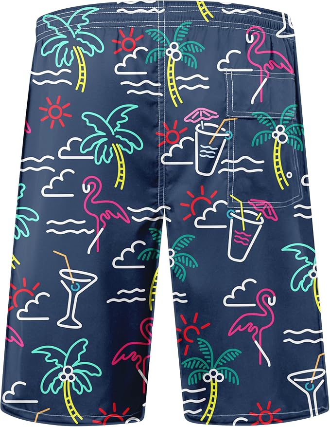 Mens Swim Trunks Quick Dry Board Shorts with Mesh Lining, Breathable Surf Beach Shorts Swimwear Bathing Suits